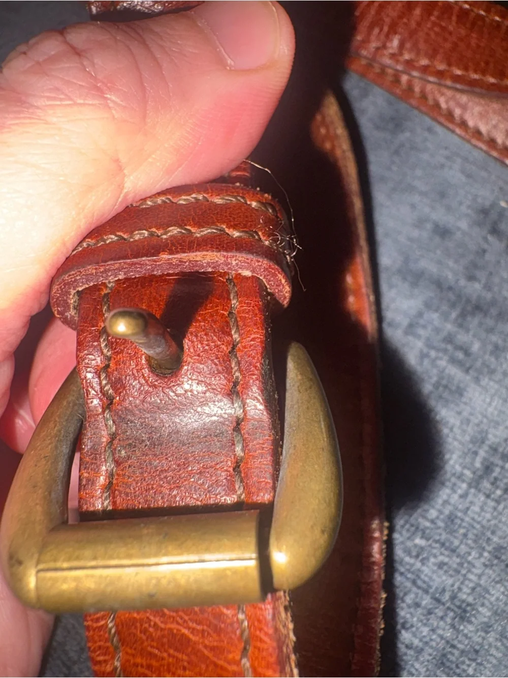 Vintage 90s Timberland Made in USA Leather Crossbody Bag Brown Tan Saddle Purse
